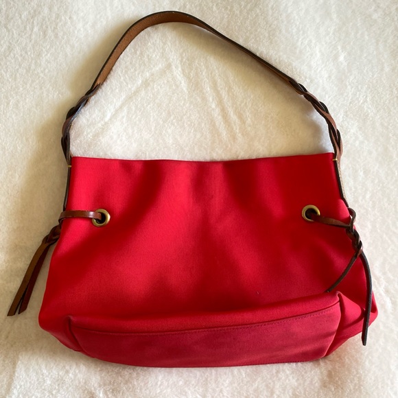 Dooney and Bourke red nylon shopper | bag | purse | leather - Picture 2 of 7